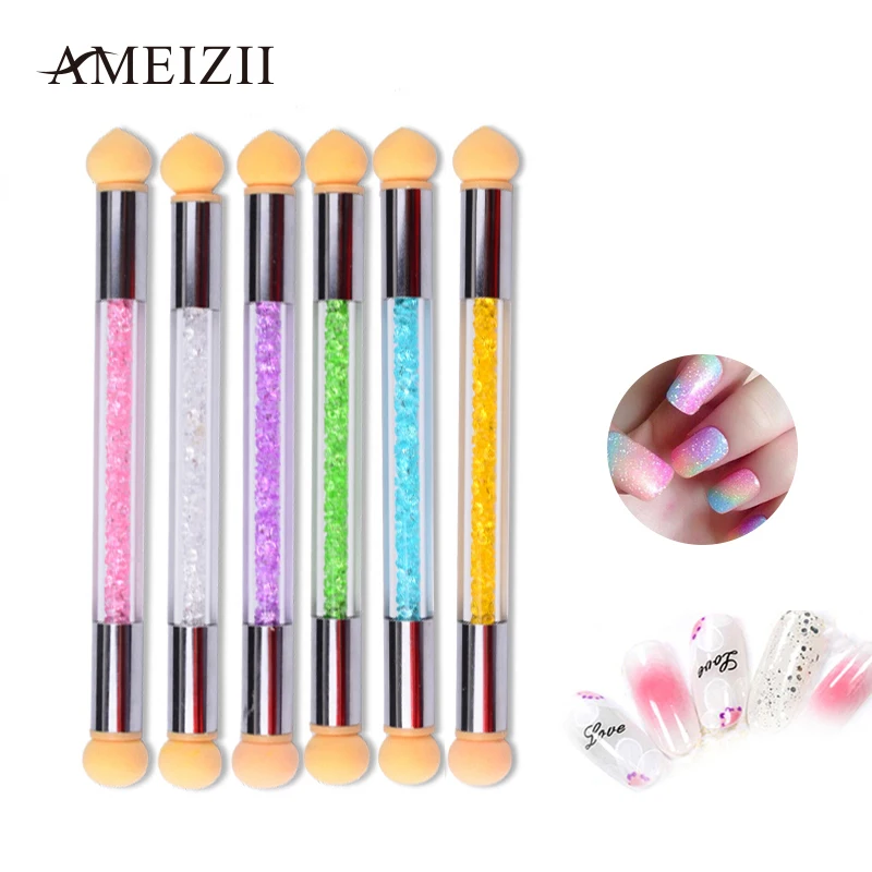 Ameizii кисти для ногтей градиентная ручка блестящая пудра для выбора кисти для удаления накидывания цветущего рисунка силиконовая ручка DIY Дизайн Инструменты для дизайна ногтей