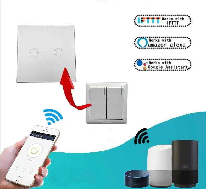 AC 90V 110v 220v 230v 240V 1CH WiFi Smart wall touch Switch light/lamp Work with Alexa | Обустройство дома
