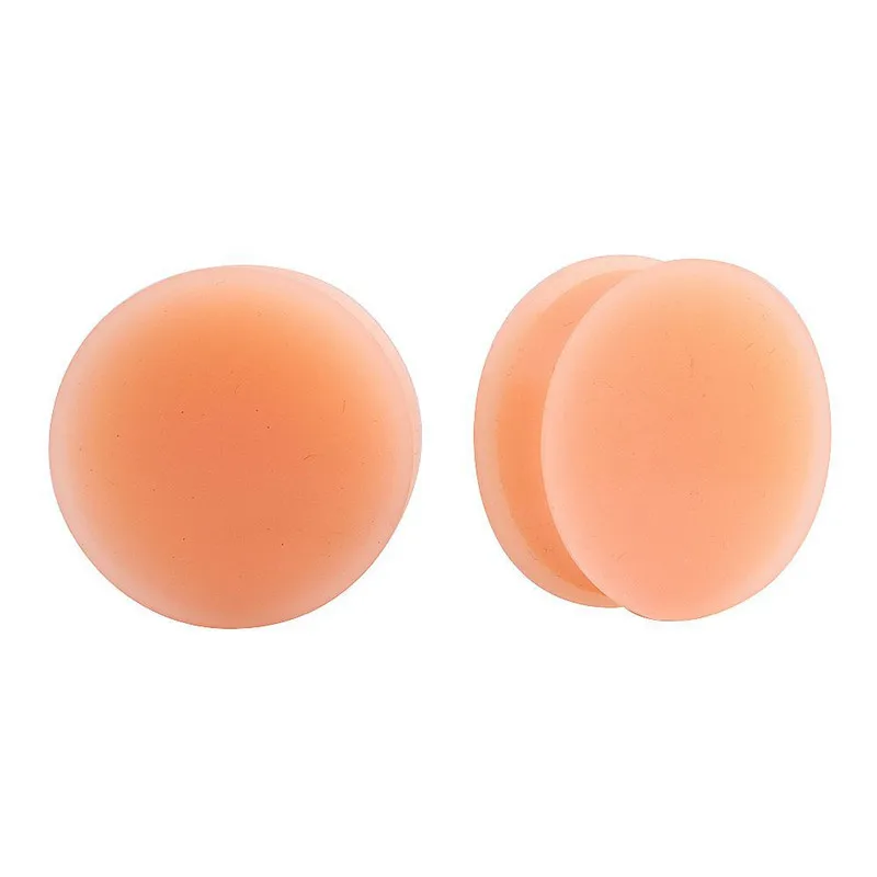 14pcslot 3mm-12mm Skin Tone Pluigs Silicone Tunnels 2 Flesh Tone Flexible Hider Plugs Double Flare Medium Retainer Ear Piercing