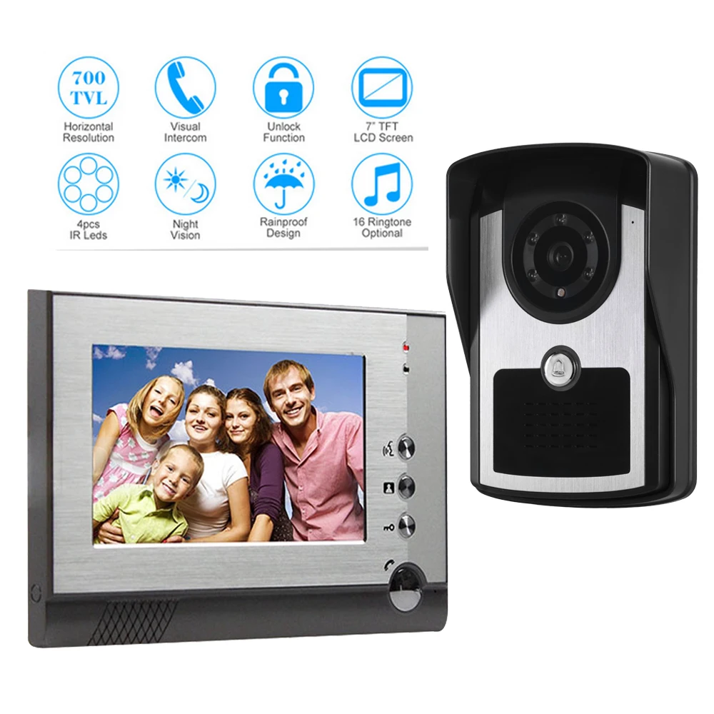wired video doorbell Intercom bells System 4-core cable connection 7 TFT LCD Monitor IR Outdoor Camera doorphone HD camera wired video doorbell Intercom bells System 4-core cable connection 7 TFT LCD Monitor IR Outdoor Camera doorphone HD camera