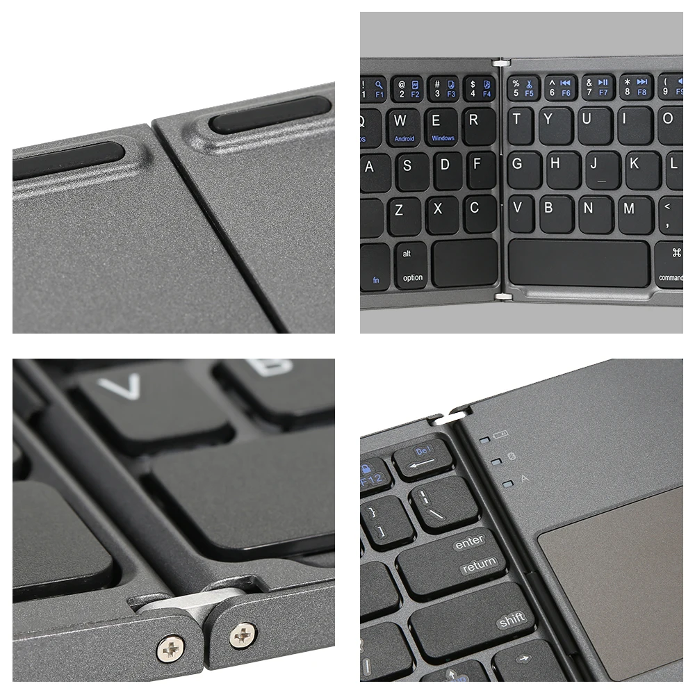 Карманная трехслойная Складная BT клавиатура портативная мини BT беспроводная клавиатура с тачпадом встроенный аккумулятор для iOS Android