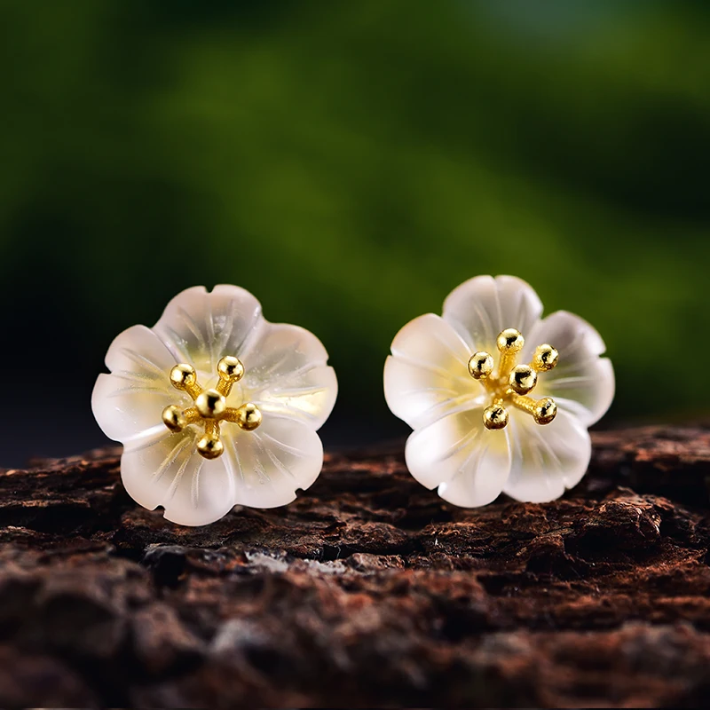 Lotus Fun Real 925 Sterling Silver Earrings Natural Crystal Gems Fine Jewelry Flower in the Rain Stud Earrings for Women Brincos - Image 2