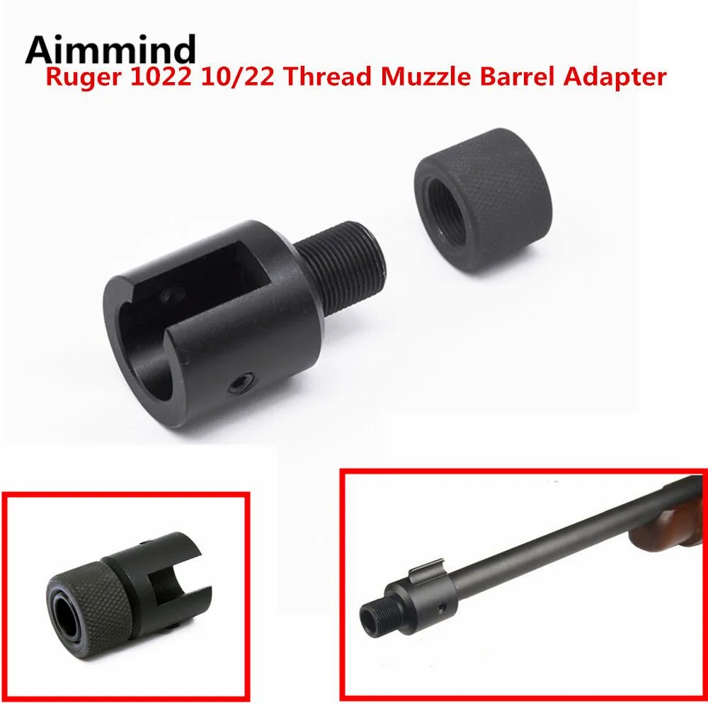 

Barrel End Threaded Adapter 1/2x28 for Ruger 10/22 thread adaptor with knurled Steel Thread Protector 1/2-28 thread
