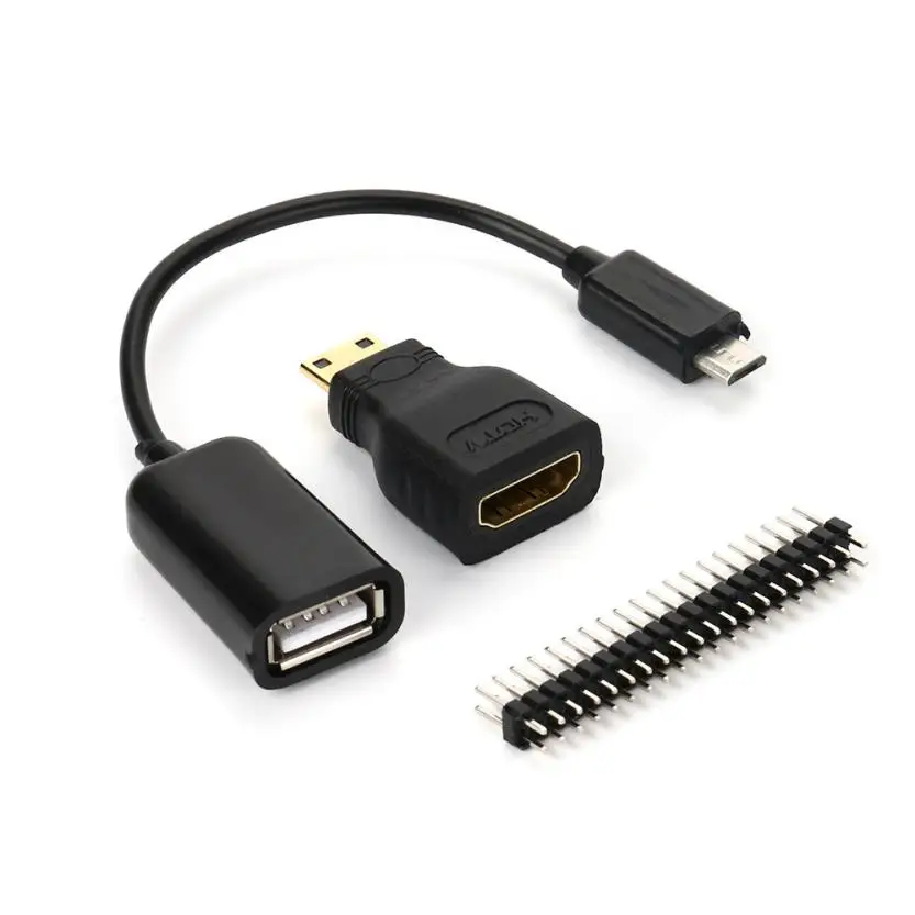 Raspberry Pi Zero Mini-HDMI Male-HDMI Female+ Micro USB на USB+ Male GPIO высокоскоростной передачи данных - Цвет: Black