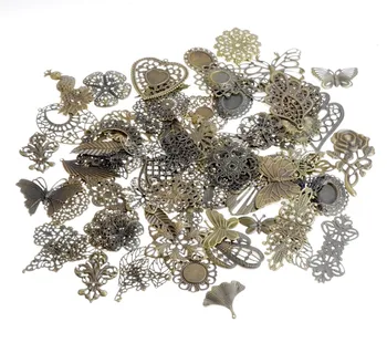 

Free shipping! 30Pcs Antique Bronze Mixed Shape Metal Filigree Wraps Connectors Metal Crafts Gift Decoration DIY