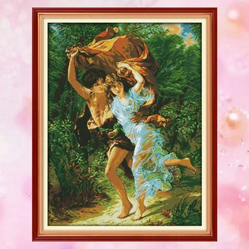 

Joy Sunday crossstitch diy Raining lover man woman DMC14CT11CTcottonfabric neeldework kits painting gift art factory wholesale