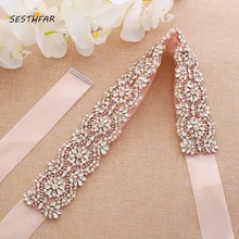 Стразы свадебный пояс роскошный розовое золото пояс к свадебному платью ручная вышивка стразами Хрустальный пояс для свадебных аксессуаров J202RG