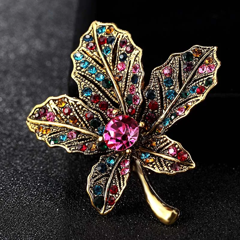 

Blucome Small Leafs Brooch For Women Party Gifts Shiny Vintage Corsage Pins Fashion Wedding Hijab Accessories Vintage Brooch Pin