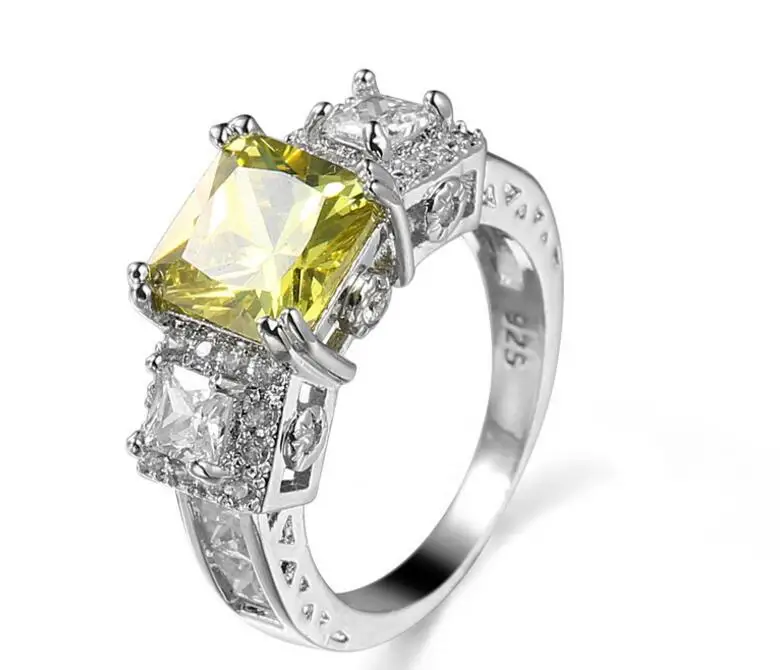 

Fashion New Three Square Zircon Ring For Women Charming Engagement Jewelry Promise Rings Bijoux Femme