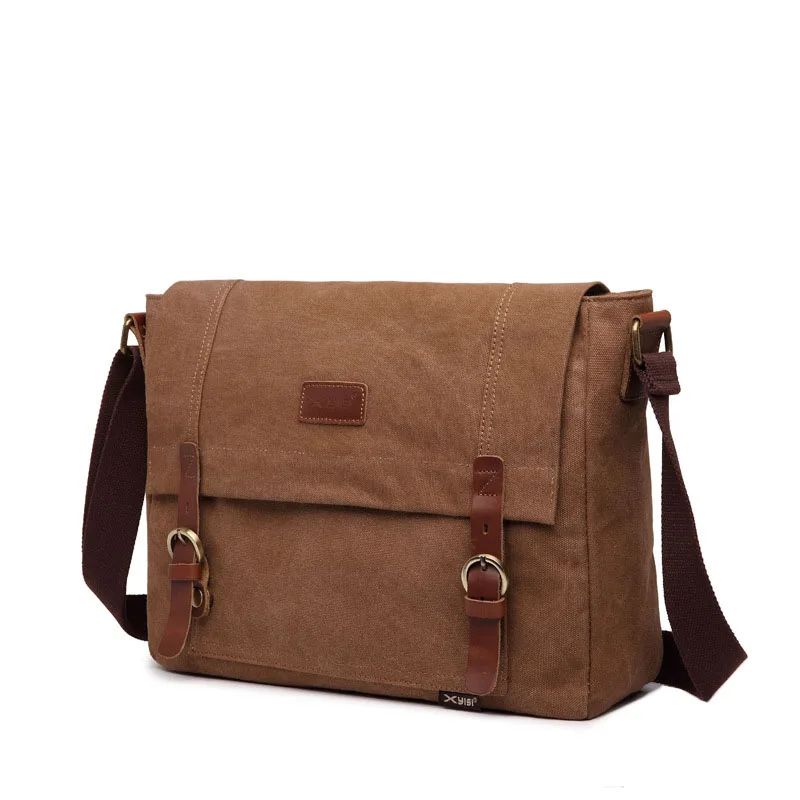 

Men's Korean version of the tide canvas large capacity shoulder Messenger bag wear-resistant cross section square casual bag