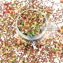 TCR404 переливающийся красный золотой с зеленым блеском Цвет в форме звезды 2,0 мм размер блеск для дизайна ногтей и DIY украшения