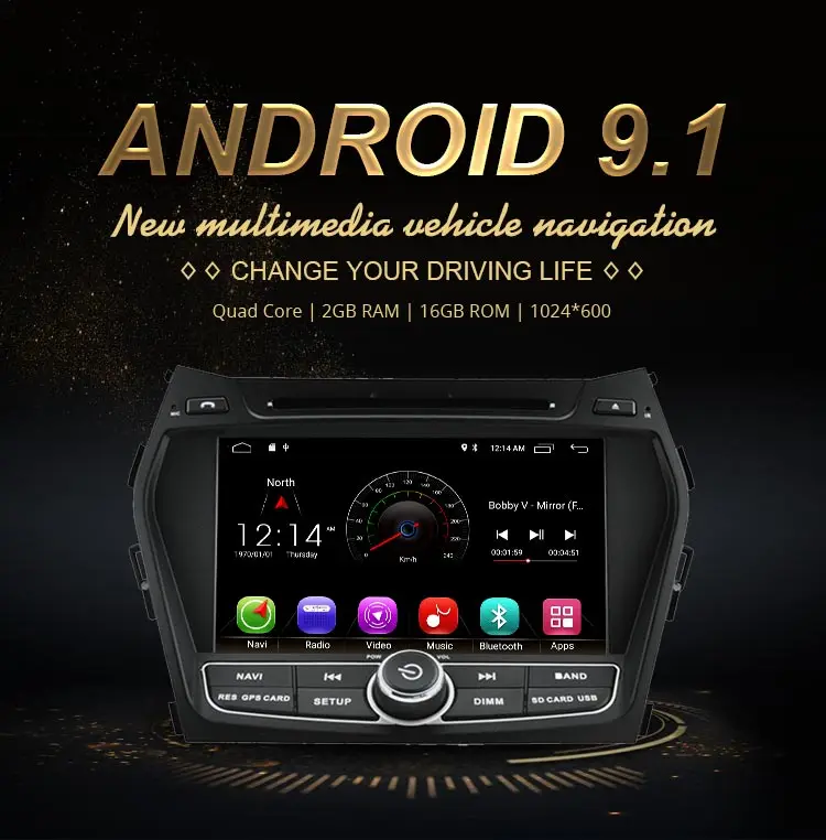 Cheap JDASTON Android 9.1 Car DVD Player For Hyundai IX45/Santa fe 2012 2013 2014 Multimedia GPS Navi 2 Din Car Radio Audio Stereo 1