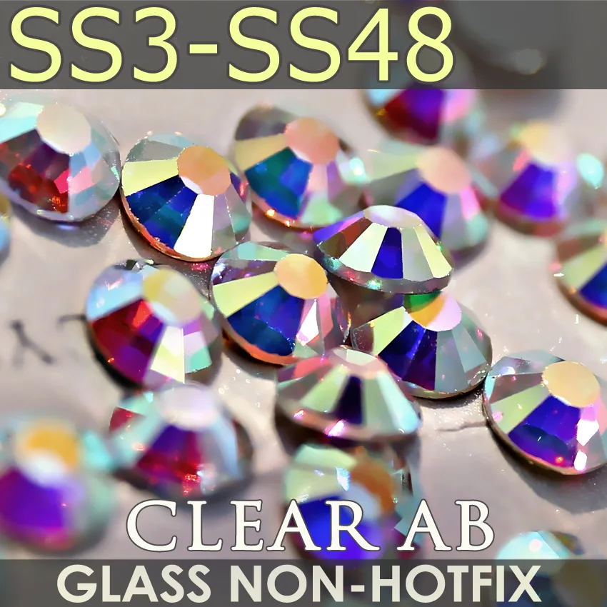 Super Clear AB SS3 SS4 SS5 SS6 SS10 SS20 SS30 SS40 Для Стразы для маникюра блеск кристаллов DIY не камни горячей фиксации декор стразами - изображение