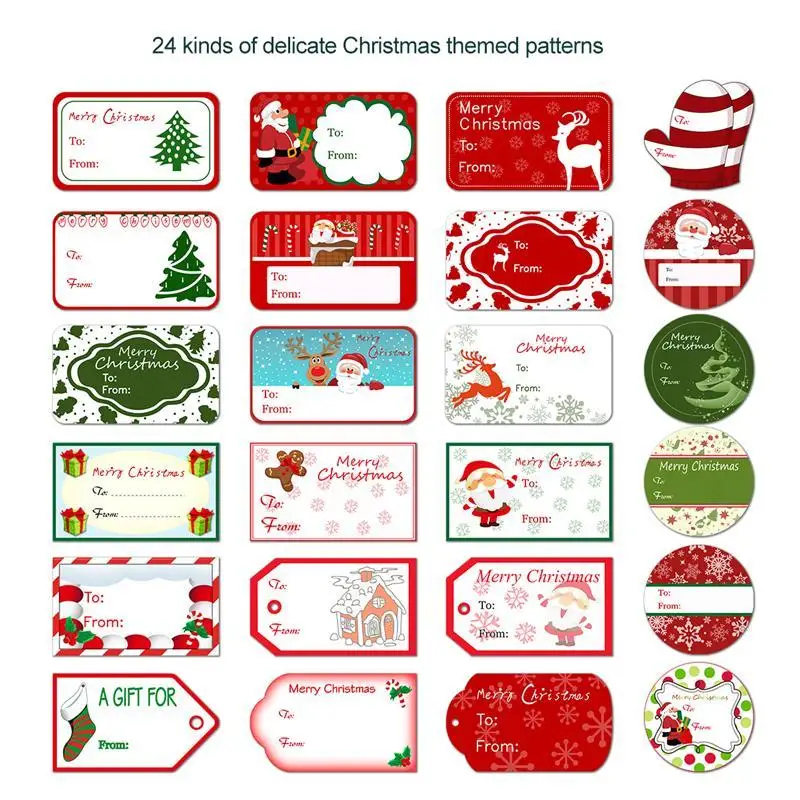 Christmas Gift Tags Stickers Natural Kraft Present Stickers 2 ...