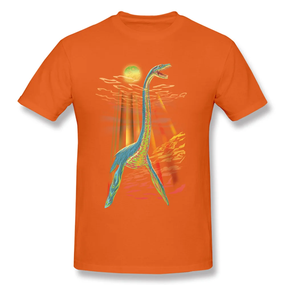 Loch Ness Plesiosaur Cotton Tops T Shirt for Men Printed T-shirts Slim Fit Coupons O-Neck T-shirts Short Sleeve Loch Ness Plesiosaur orange