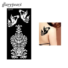 1 шт черная хна трафарет для татуировки аэрограф Рисование хны Рисование пастой цветок рука женщины назад искусство татуировки трафаретная наклейка S2117