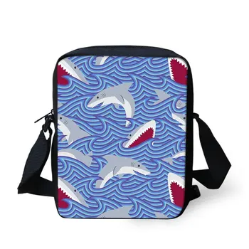 

THIKIN Girls Messenger Handbags Small Animal Cartoon Shark Printed Girls Mini Bags Children Travel Mini Shoulder Bags Custom