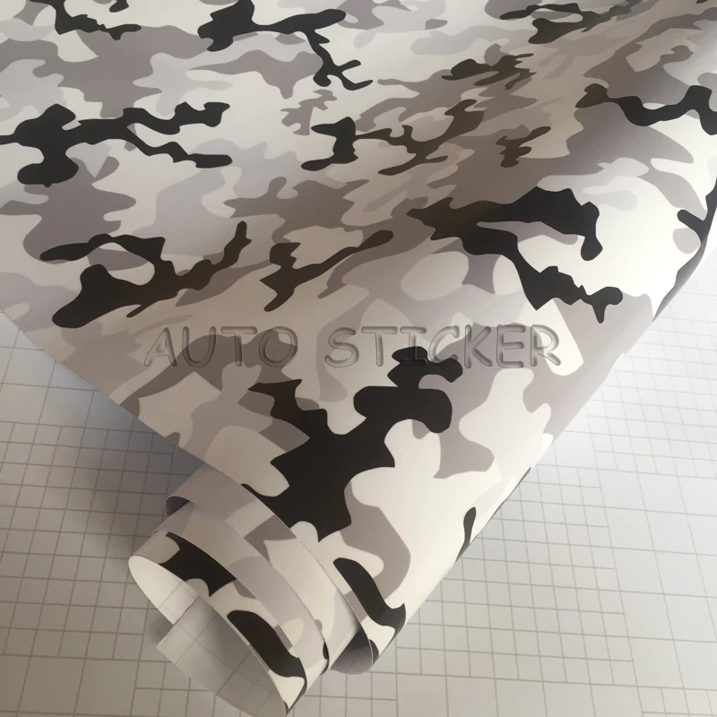 AdhesiveBlack gray white Snow Camo Vinyl 1