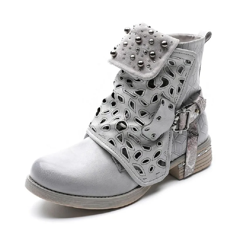 

2018 new autumn and winter fashion boots women's low-heeled boots self-designed cuffed women's boots