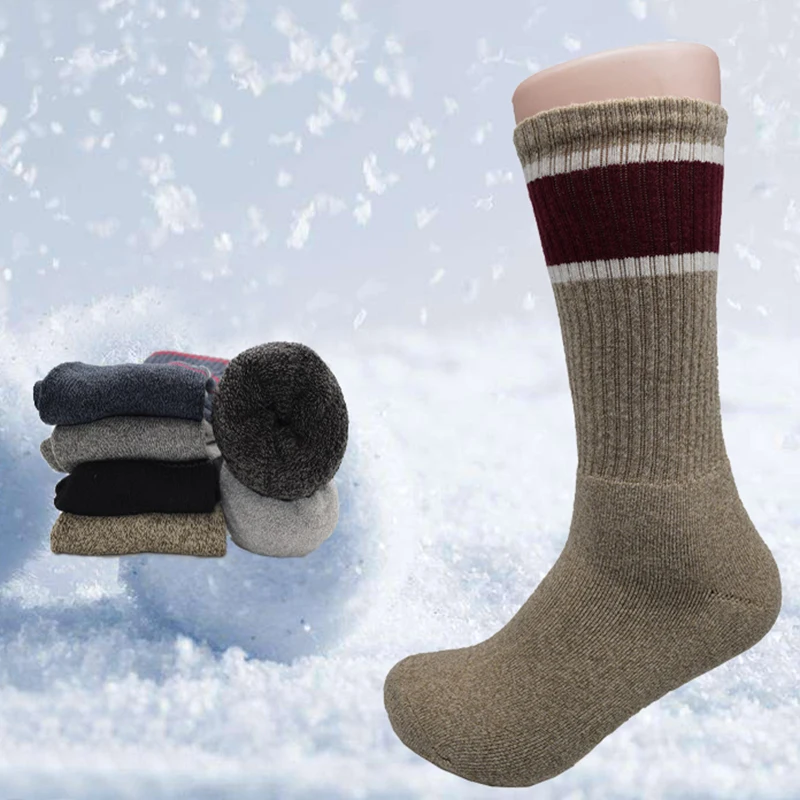 

6PCS=3 pairs Men crew plus size 40,41, 42, 43, 44, 45 winter thermal super warm long snow cotton Socks