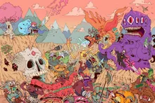 anime cartoon comic type monster skull creature fantasy drawing DM713 living room home wall modern art decor wood frame poster