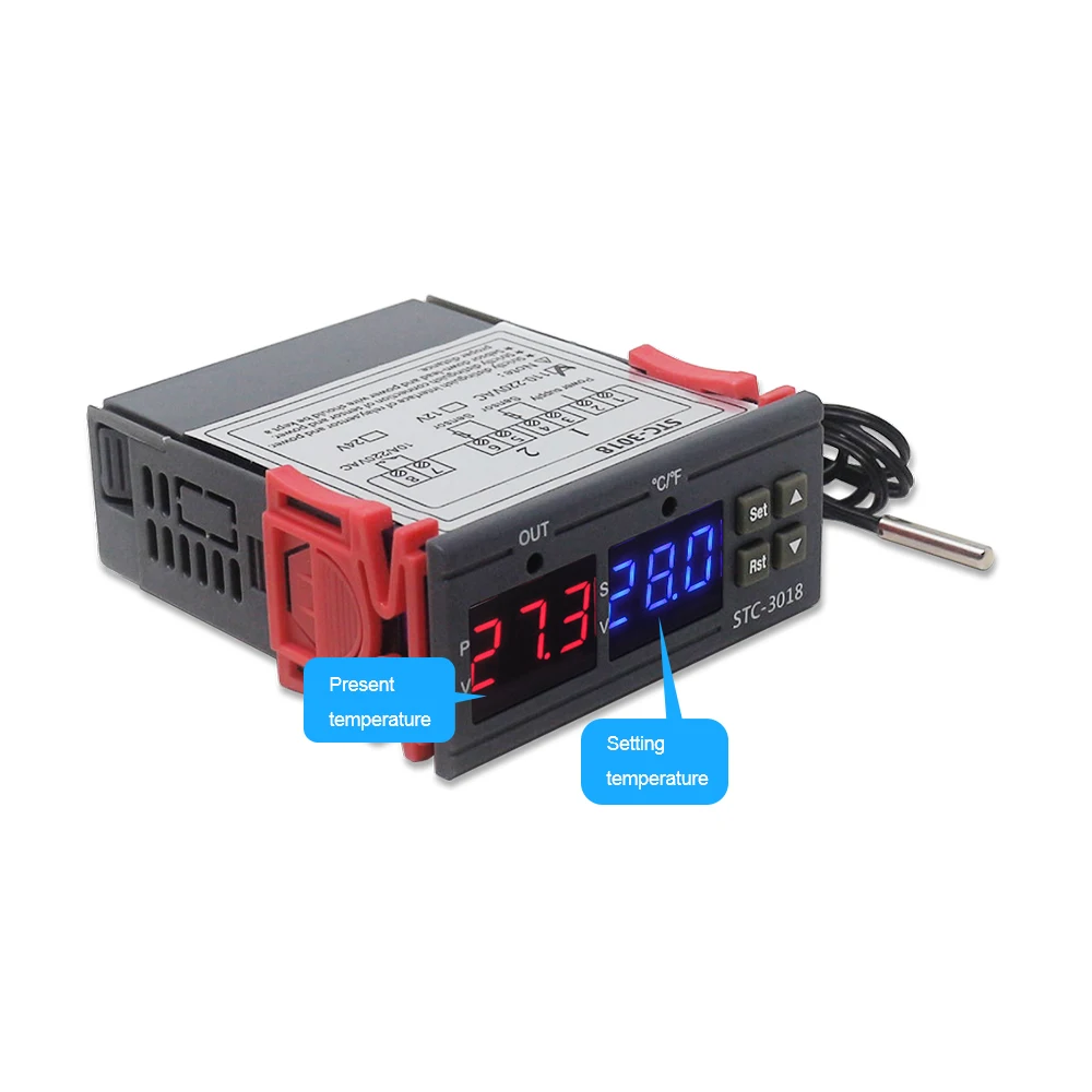 KT1210W STC 3018 цифровой терморегулятор термостат с NTC датчиком нагрева и