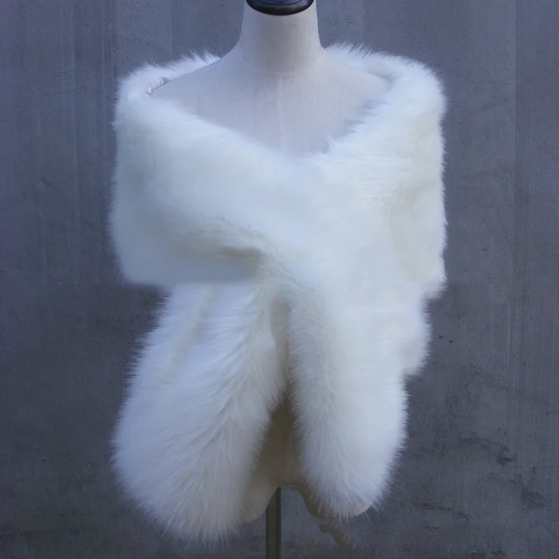 2015 Winter Fur Cape Faux Silver Fox Rabbit Scarf Plus Size Natural Lamb Long Shawl Collar Bridal Pashmina Women Multipurpose