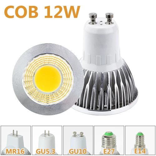 Светодиодные лампы Точечный светильник MR16 GU10 светильник E27 E14 пятно лампы cfl 2835 SMD лампада диод энергосберегающие GU5.3 220V 110V 3W для домашнего декора - Испускаемый цвет: COB 12W