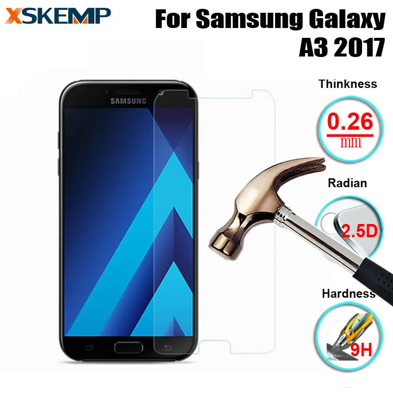 2.5D 9H защита экрана закаленное стекло для Samsung Galaxy A3 2017 устойчивая к царапинам