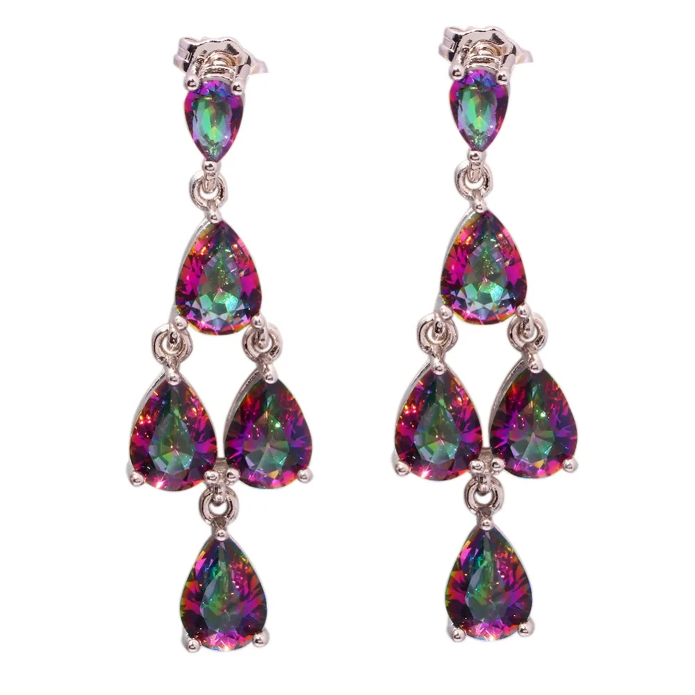 Mystic Zircon Fashion Party Gift Generous Wholesale Retail for Women Jewelry Silver Plated Earrings 1 5