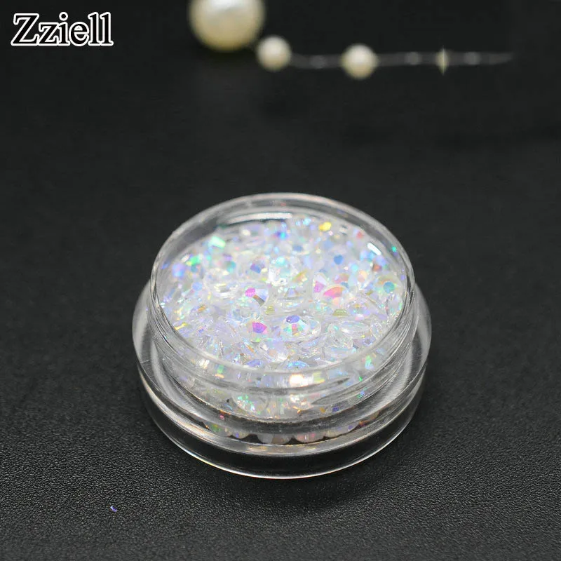 Zziell 100pcs Crystal AB Diamond Rhinestones Glass Nail Art Decoration Gel Manicure Round Shape Accessoires Top Sale | Красота и