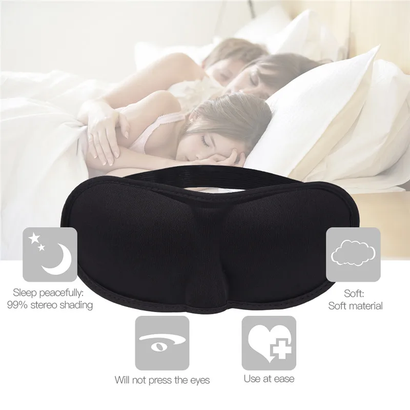 

New No Pressure Black Breathable Blindfold Shield Smooth Eye Shading Cover for Trip Air in Plane Flight Nap Night Sleeping Blind