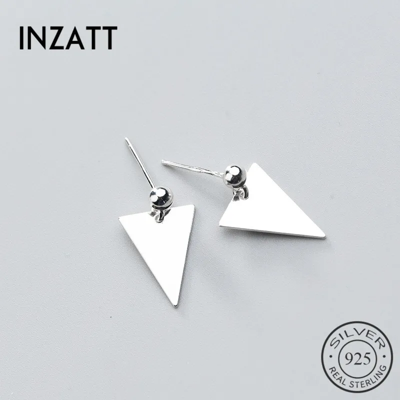 

INZATT Real 925 Sterling Silver Classic Geometric Triangle Minimalist Drop Earrings For Elegant Women Bohemia Fine Jewelry