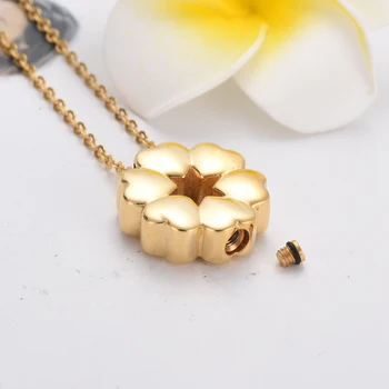 

IJD9723 Flowers with Heart Pendant Women Charm Stainless Steel Keepsake Memorial Urn Necklace Cremation Jewelry