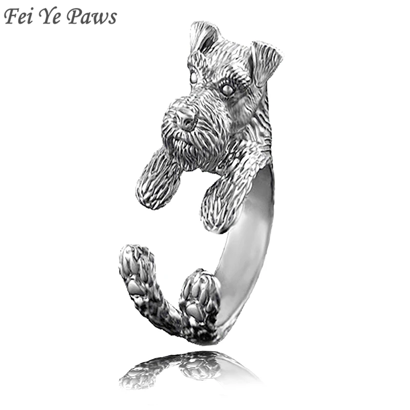 

Fei Ye Paws Miniature Schnauzer & Rat Terrier Dog Ring Men Anel Animal Pet Dog Wedding Rings Gift For Women Girls Friends Ring