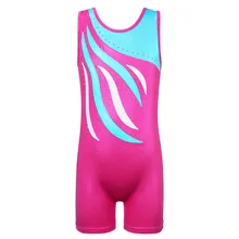 BAOHULU, Блестящий Комбинезон для гимнастики без рукавов в стиле пэчворк, купальник для девочек, детский костюм для гимнастики, ярко-розовый и синий цвета