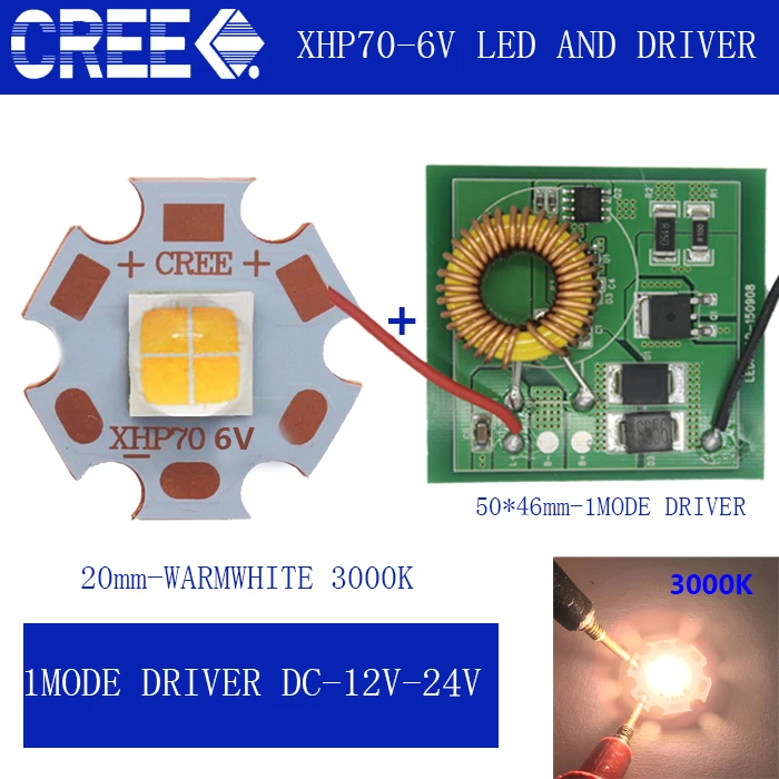CREE XHP70 6500K холодный белый 5000K нейтральный 3000K теплый светодиодный излучатель 6V с 20