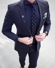 2017 Latest Coat Pant Designs Navy Blue Wedding Suits for Men Formal Custom Made Blazer Tuxedo 2 Pieces Masculino Terno
