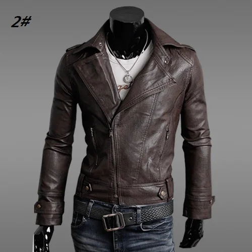 Nice New Men Leather Jacket Fashion Korean Slim PU High Quality Mens Jackets And Coats #7828 | Мужская одежда