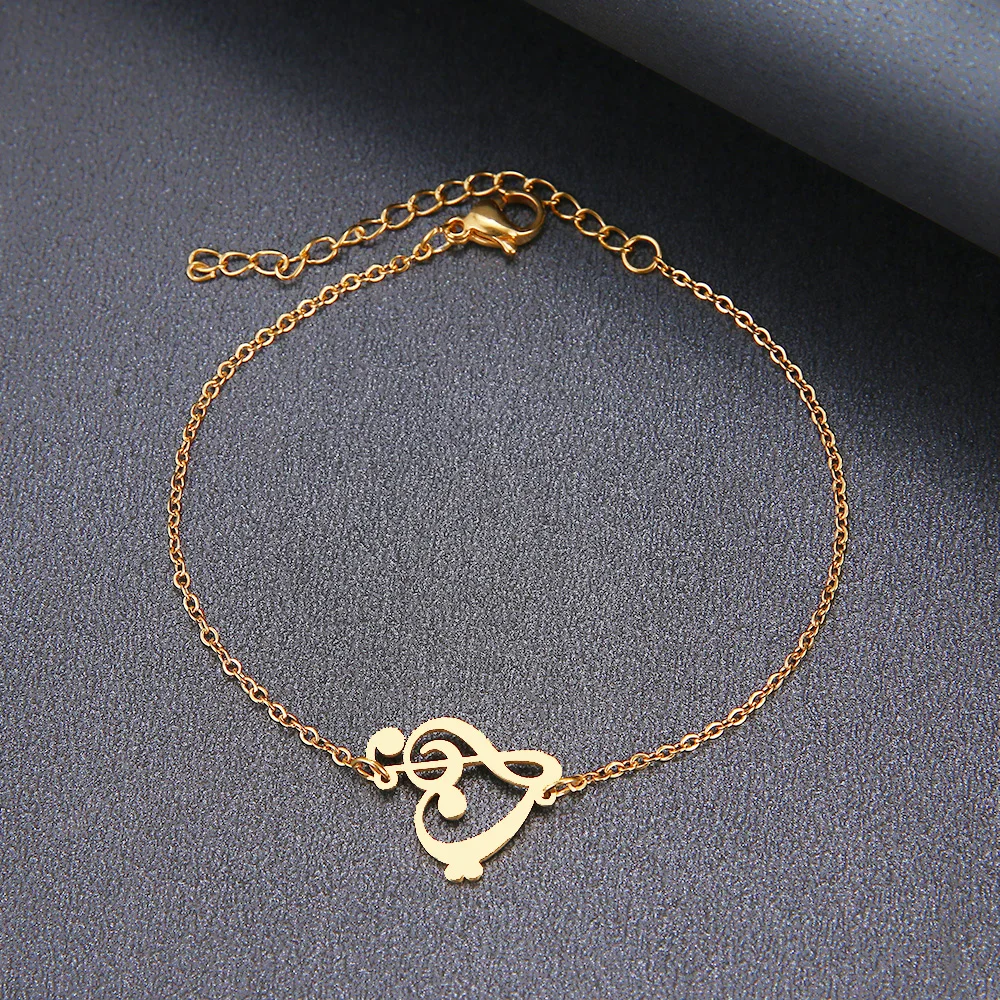 Hibobi Stainless Steel Bracelet Femme Jewelry Music Symbol Heart Charm Bracelets For Women Donot Fade Valentine's Day Gift (13)
