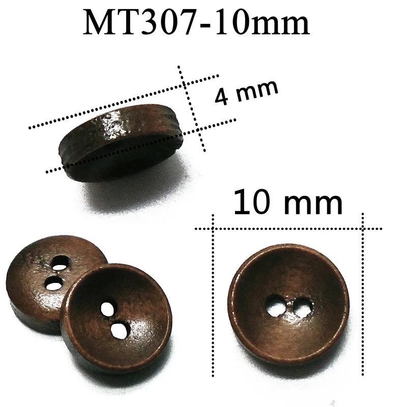 100 шт Новые 10 мм-20 мм круглые кофейные пуговицы из натурального дерева 2 отверстия шитье скрапбукинг для женской одежды деревянная пуговица ручной работы - Цвет: MT307-10mm