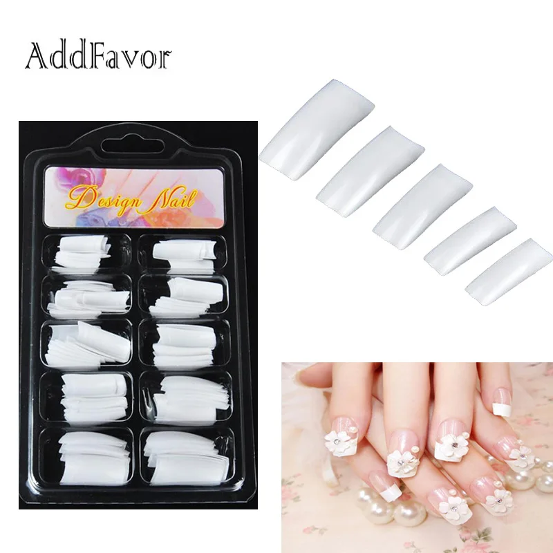 

Addfavor 100pcs/set French Acrylic Artificial False Nails Tips Set, Nail Art Tools Equipment Beauty DIY Tips Salon Fake Nails