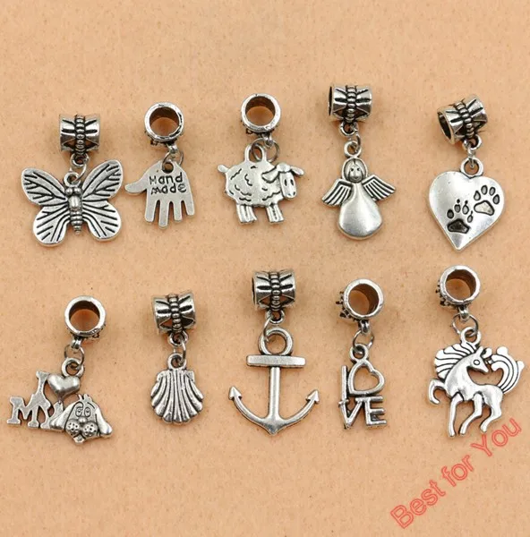 

Mixed Antique Silver Tone Animals Horse Butterfly Sheep Love Dog Beads European Charms Bracelet Jewelry DIY Accessories Findings