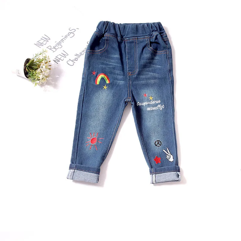 rainbow embroidered jeans