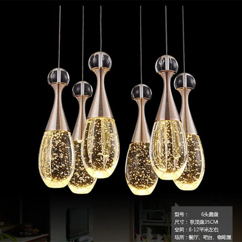 Модная хрустальная лампа с пузырьками, светодиодный подвесной светильник, ароматизированный флакон, светильник ing bar, прямоугольная/круглая основа под заказ