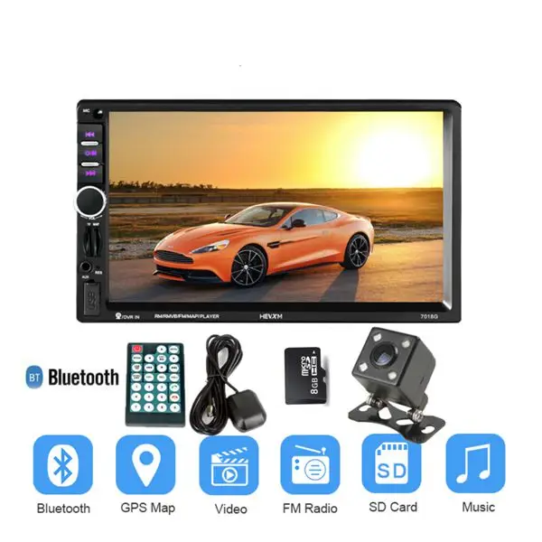 

2 Din Car MP5 Player 7inch Touch GPS Screen With Camera+Southeast Asia Map Function FM Stereo Radio Player Remote Control