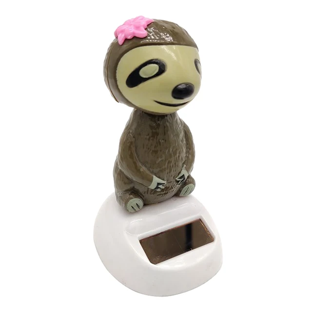 Cartoon Solar Powered Tree Sloth Figurine - Nodding Dancing Swing Animal Model Kids Educational Toy Home Desk Decor 3
