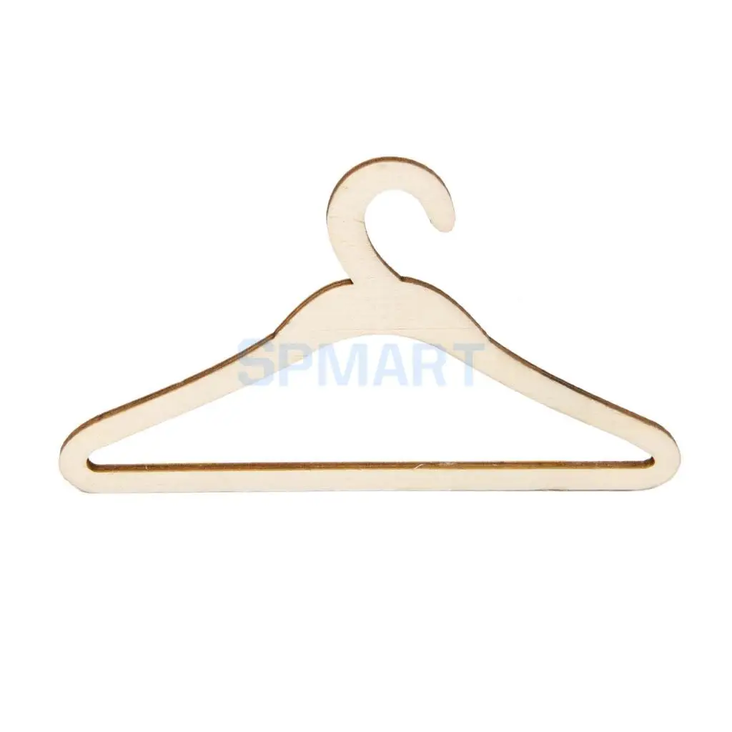 Set of 10 Pieces 15cm Wooden Clothes Hanger Metal/Wood Hook for BJD SD17 SD13 Uncle Dolls Accessory