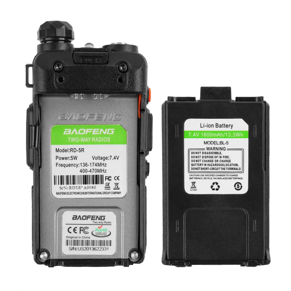 Baofeng RD-5R DMR Tier II VFO Digital Dual Slot Dual Band 136-174/400-470MHz Walkie Talkie Two way Radio Ham Transceiver Speaker Baofeng RD-5R DMR Tier II VFO Digital Dual Slot Dual Band 136-174/400-470MHz Walkie Talkie Two way Radio Ham Transceiver Speaker
