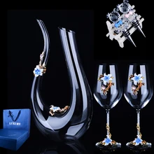 Роскошный цвет эмаль бессвинцовый Кристалл Стекло Кубок Декантер для красного вина набор бытовой свадебный бизнес подарок